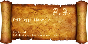 Pétyi Henrik névjegykártya